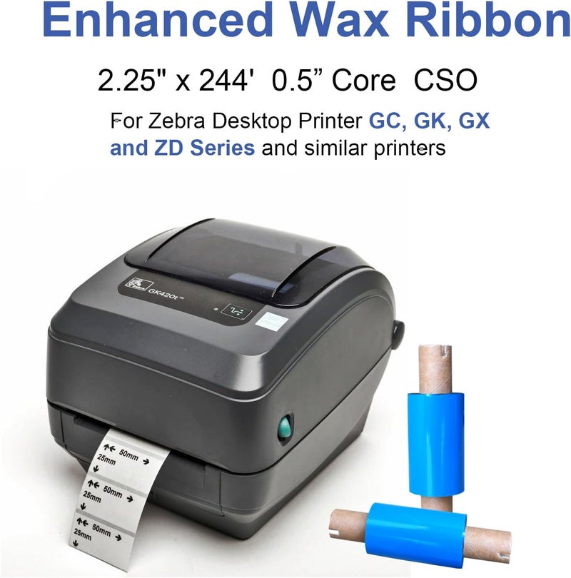 Edraco 8 Rolls Desktop Thermal Transfer Ribbons -Enhanced Wax, 2.25" x 244'(57mm x 74m), 0.5” Core, for Zebra Desktop Printer - Image 5